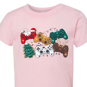 Christmas Gamer Girl Boy T-shirt Pink Santa Girl  tshirt 2 3 4 5 6 7 8 10 S-XL